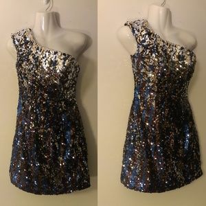 Tony Bowls Sequin Dress Size 6 One Shoulder